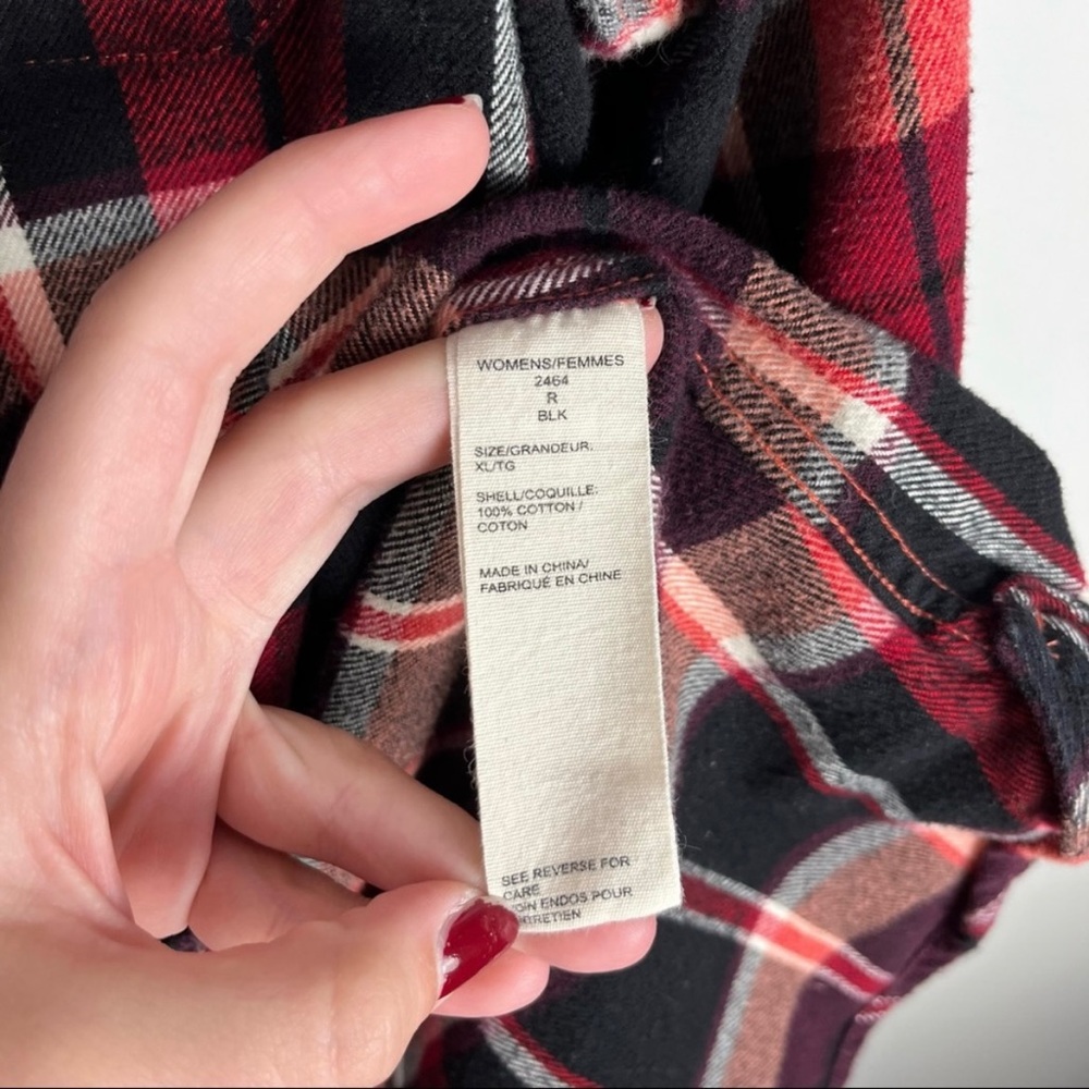 Woolrich Women’s Red & Black Plaid Flannel 100% Cotton Button Down Shirt XL - Picture 4 of 6